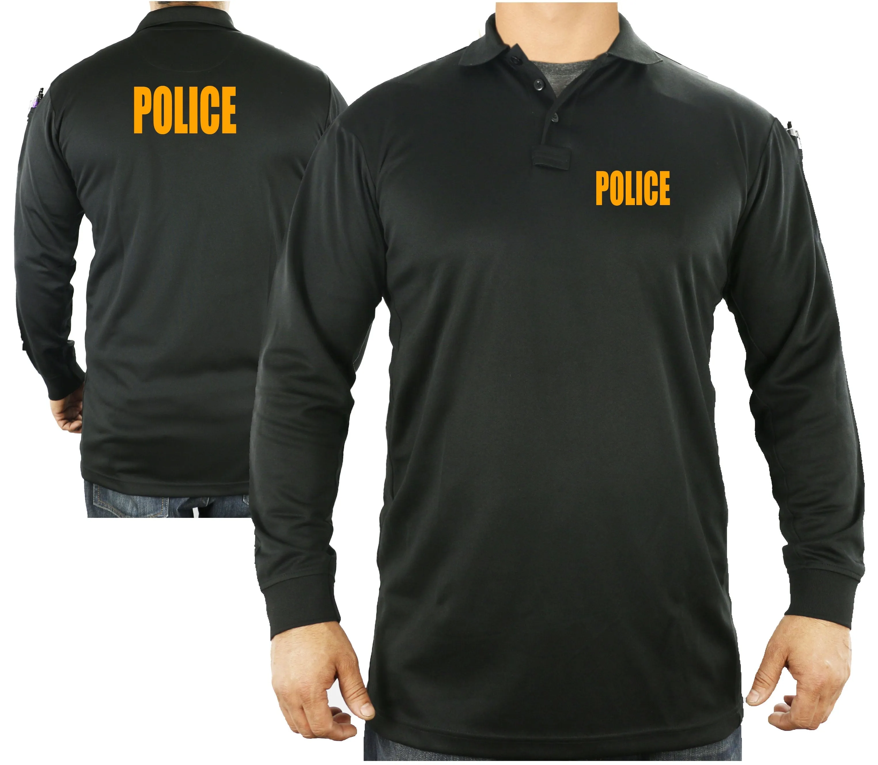 100% Polyester Police Tactical Performance Polo Long Sleeve Shirt