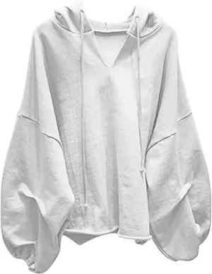 2024 Fashion Fall Hoodies for Women Oversized Solid Color Lightweight Sweatshirt Teen Girls Preppy Slouchy Pullover