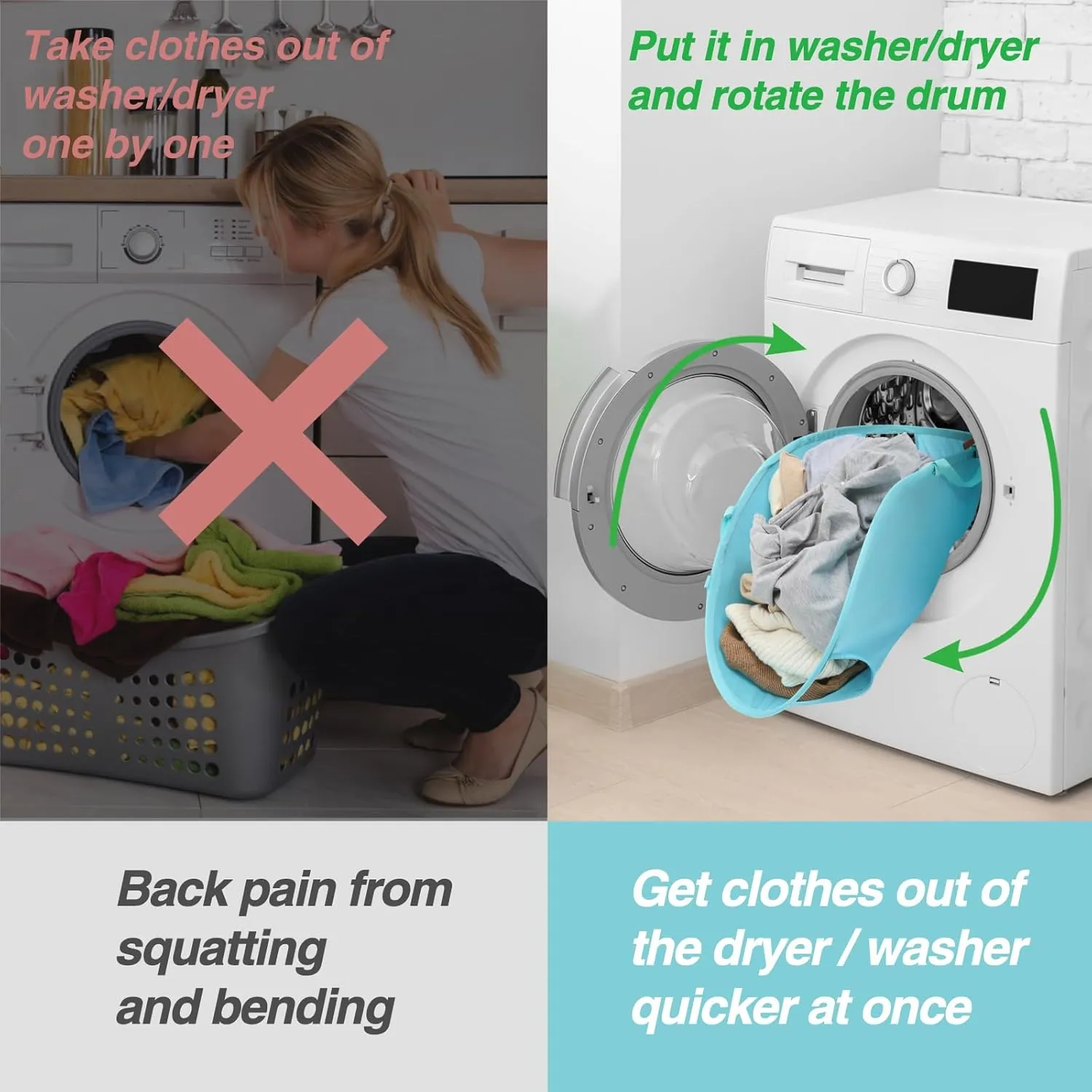 27" Pop Up Laundry Hamper, HEON Collapsible Laundry Basket for Dirty Clothes Dryer & Washer Removal, Foldable & Flexible Pop Up Clothes Hamper with Handles for Family Apartment Dorm(Cyan)