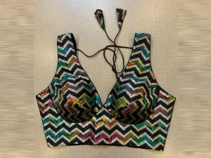 42A056 Black Tie And Dye Sleeveless Saree Blouse