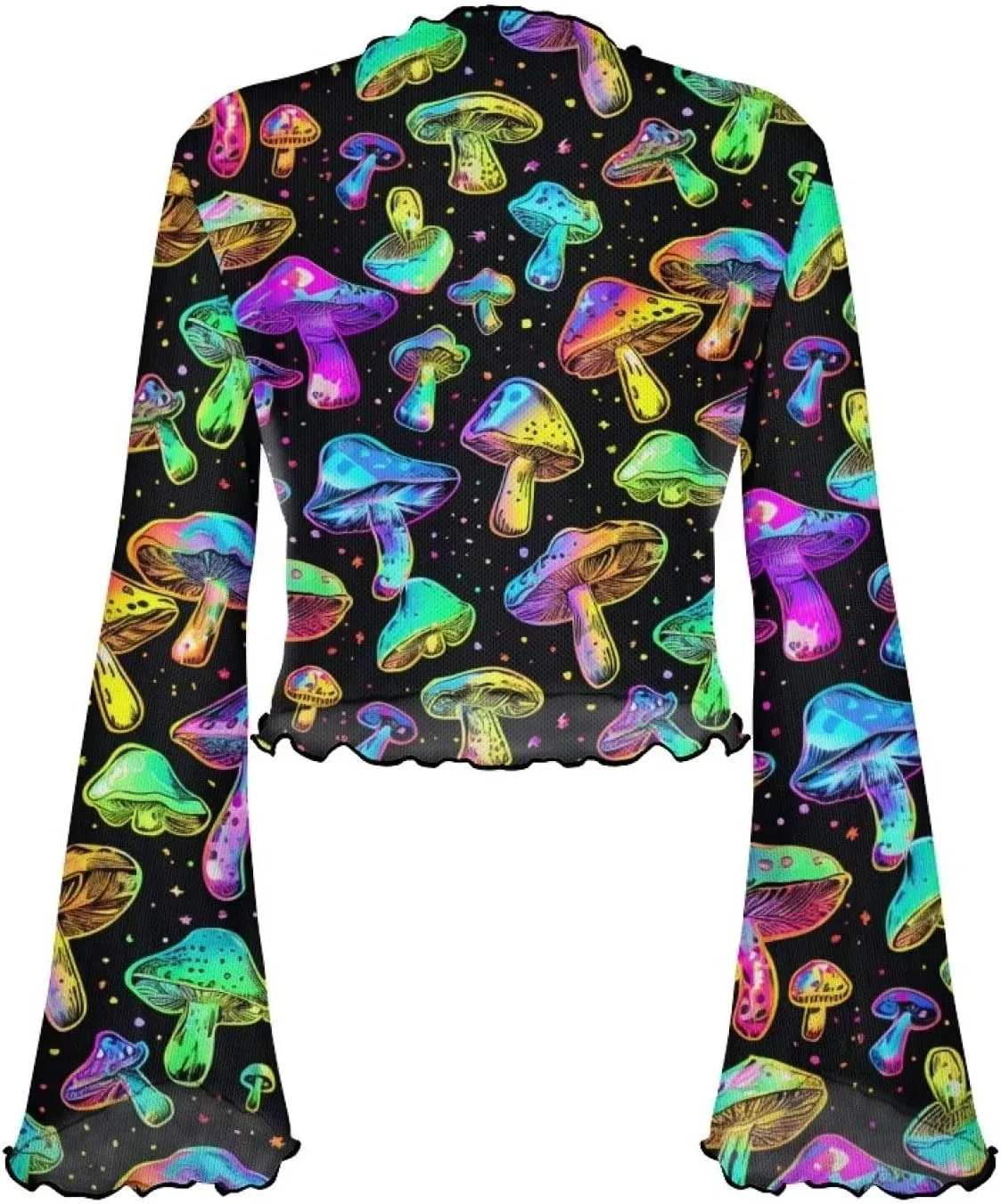 70S Tops for Women Disco Top Plus Size Bell Sleeve Top Mesh Tops