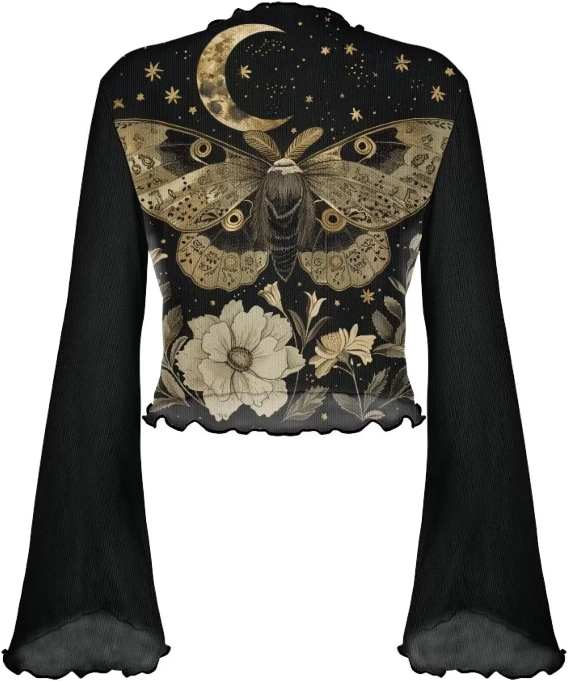 70S Tops for Women Plus Size Bell Sleeve Top Mesh Tops for Women Trumpet Sleeve Top