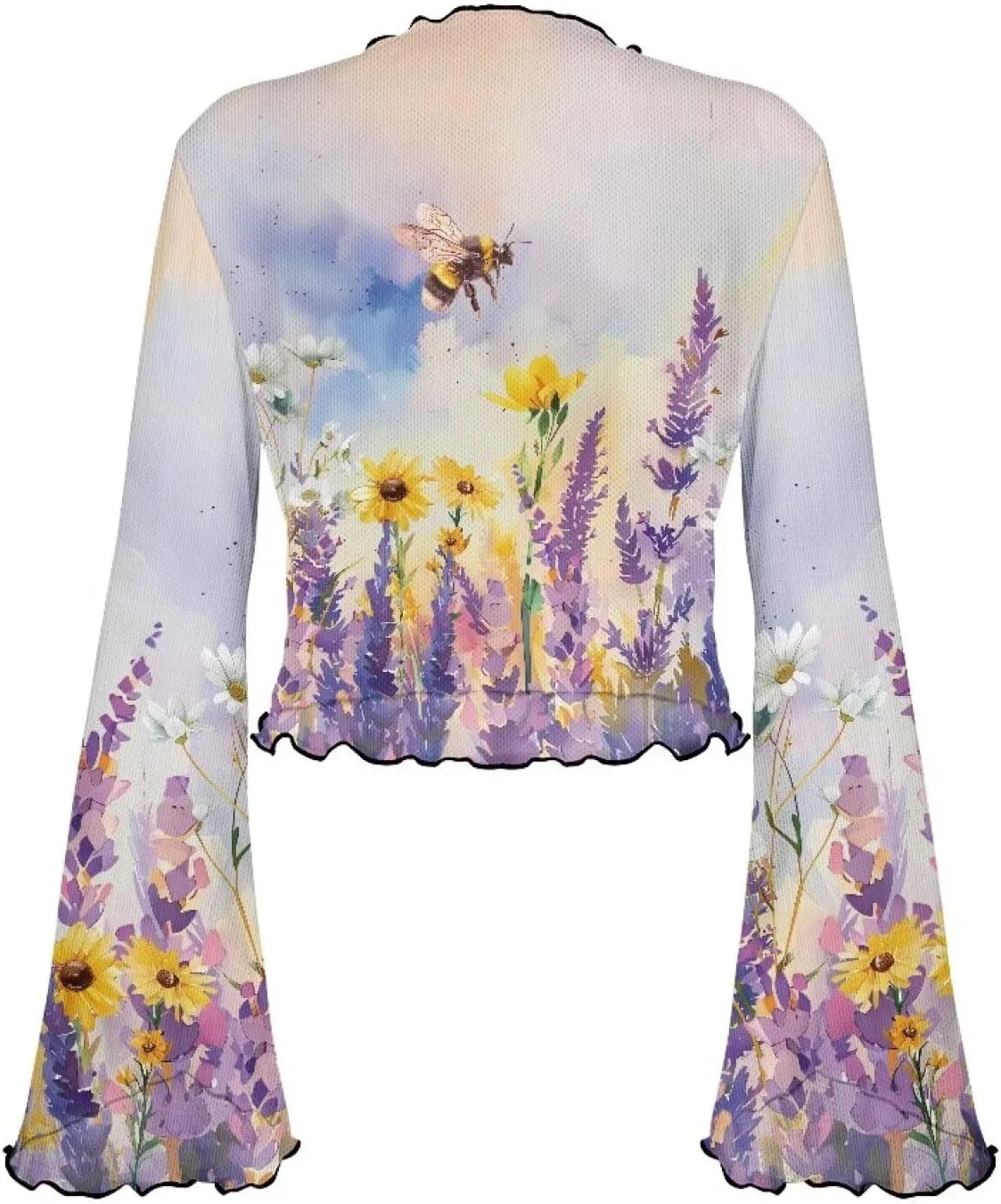 70S Tops for Women Plus Size Bell Sleeve Top Mesh Tops for Women Trumpet Sleeve Top