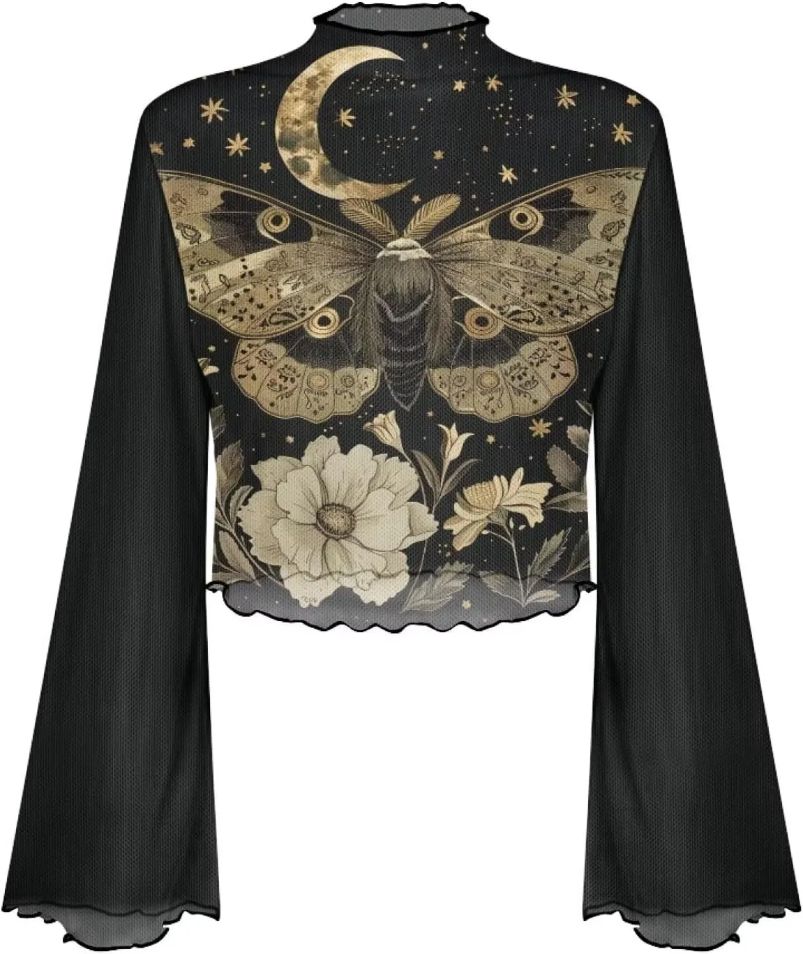 70S Tops for Women Plus Size Bell Sleeve Top Mesh Tops for Women Trumpet Sleeve Top