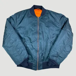 90's Petrol Blue MA1 Reversible Bomber Jacket
