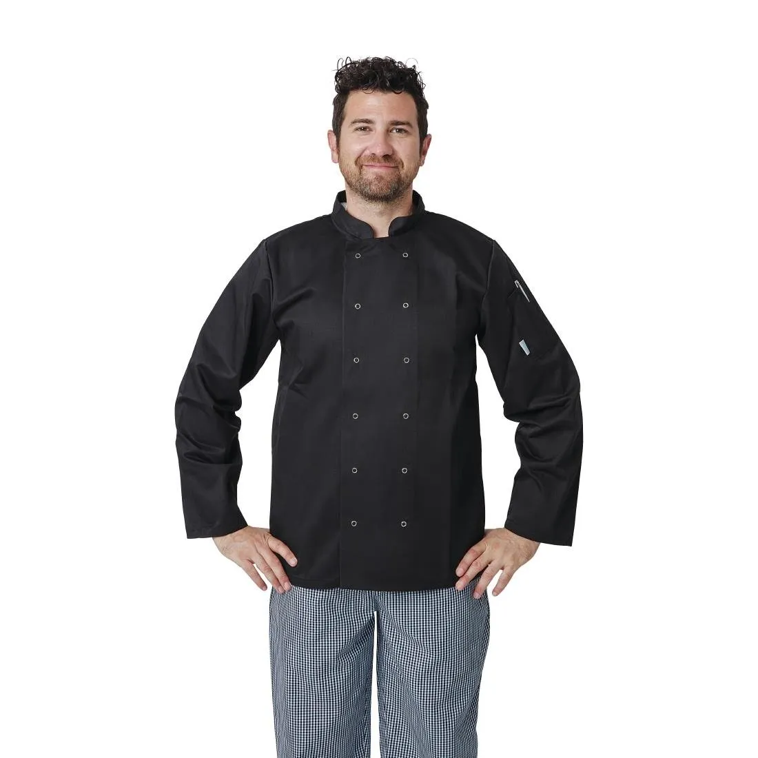 A438-XXL Whites Vegas Unisex Chefs Jacket Long Sleeve Black XXL