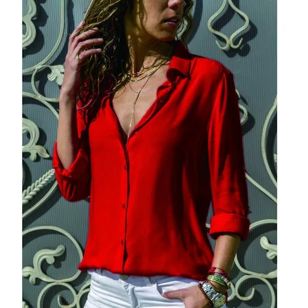 Amy Fashion - Casual Long Sleeve Elegant Shirt