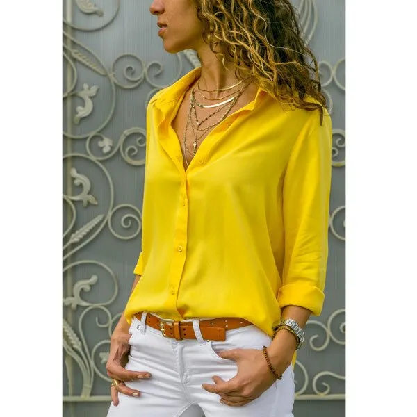 Amy Fashion - Casual Long Sleeve Elegant Shirt