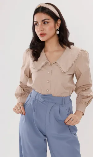 ANNALISE Prairie-Collar Top (Taupe)