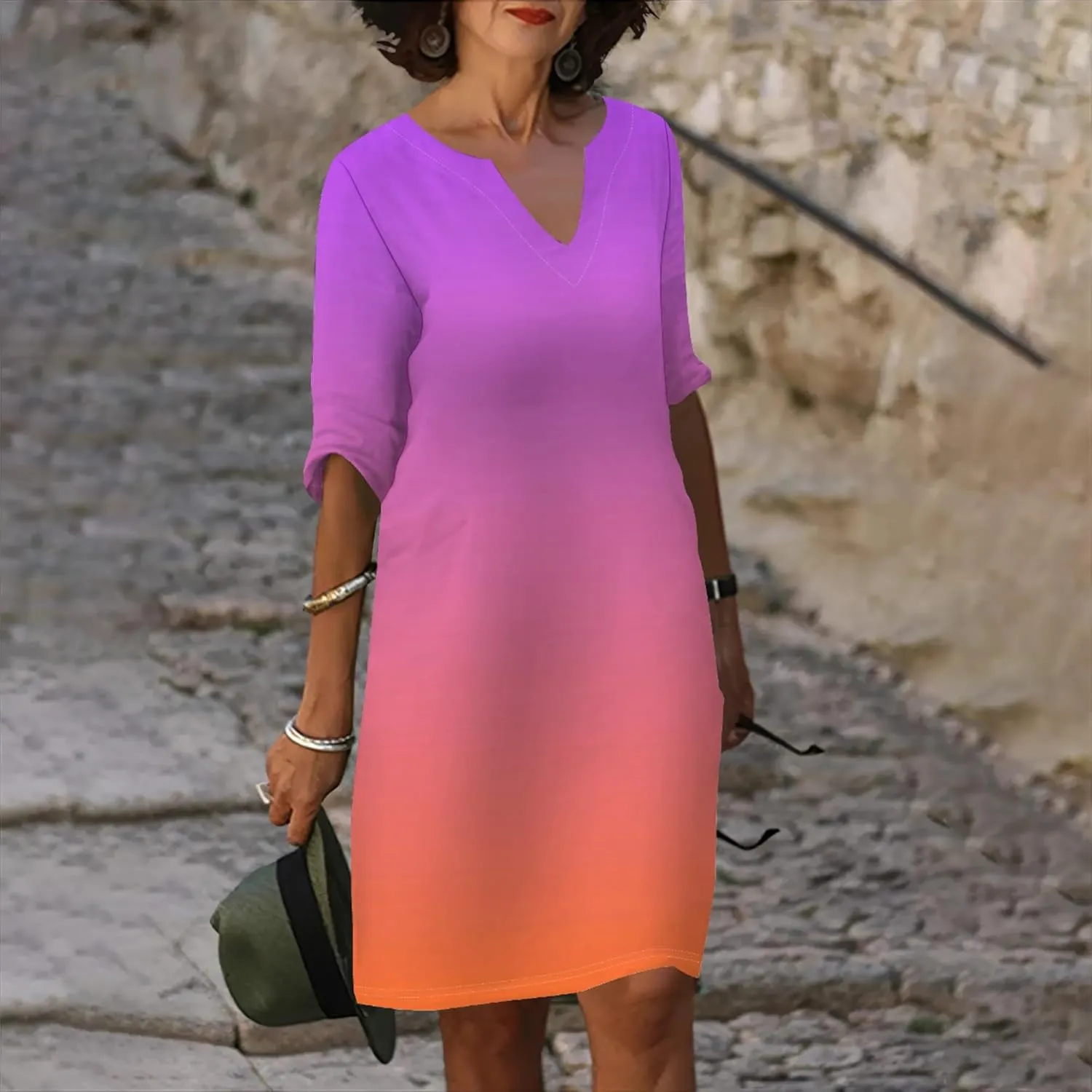 Autumn Elegant Flowy Solid Color Trendy Professional Dresses for Women V Neck Ruffle Short Sleeve Casual Shift Dress