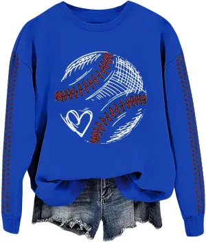 Baseball Sweatshirt for Womens 2025 Long Sleeves Round Neck Pullover Baseball Letter Print Blouses Fall Workout Tops