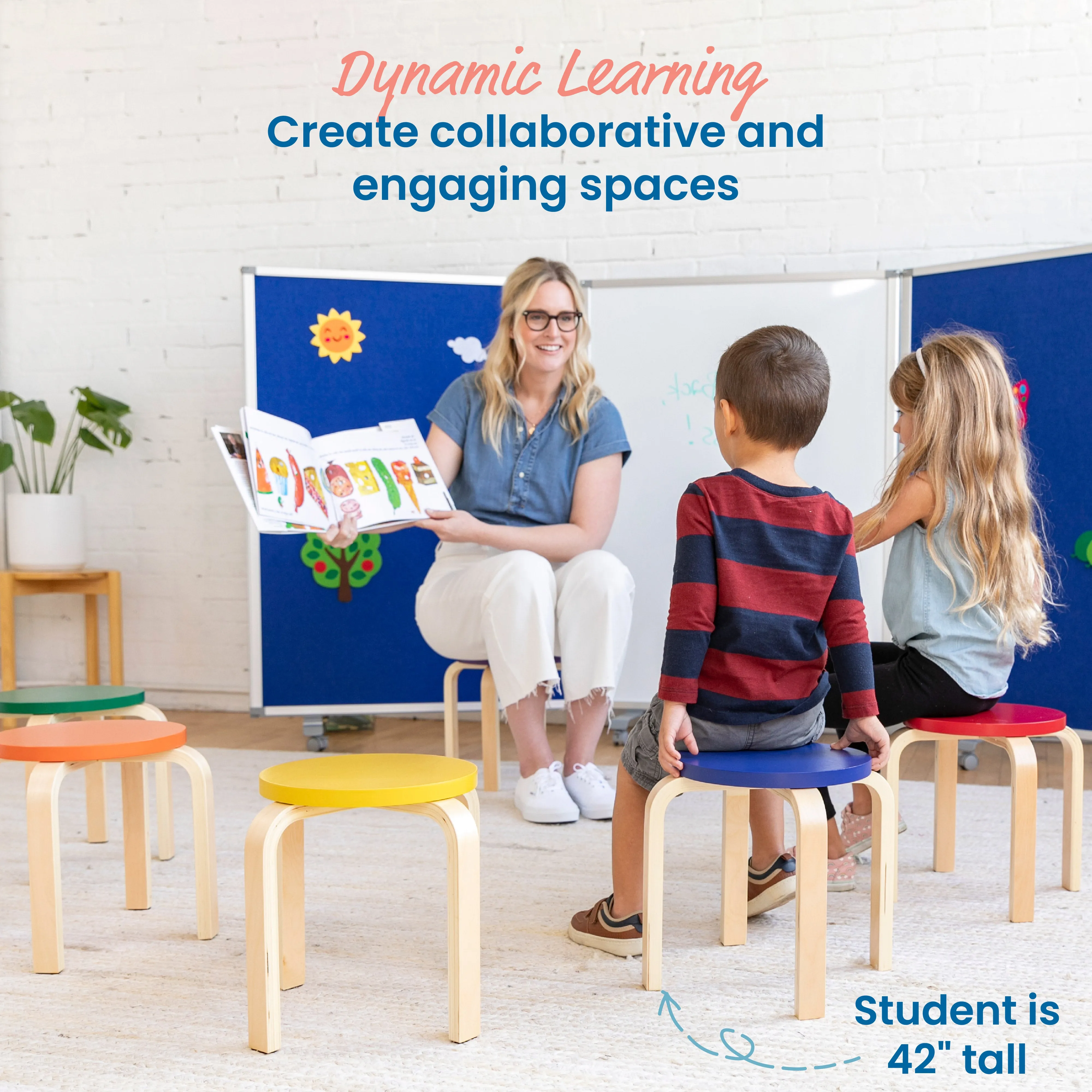 Bentwood Stackable Stools, Classroom Furniture, 6-Piece