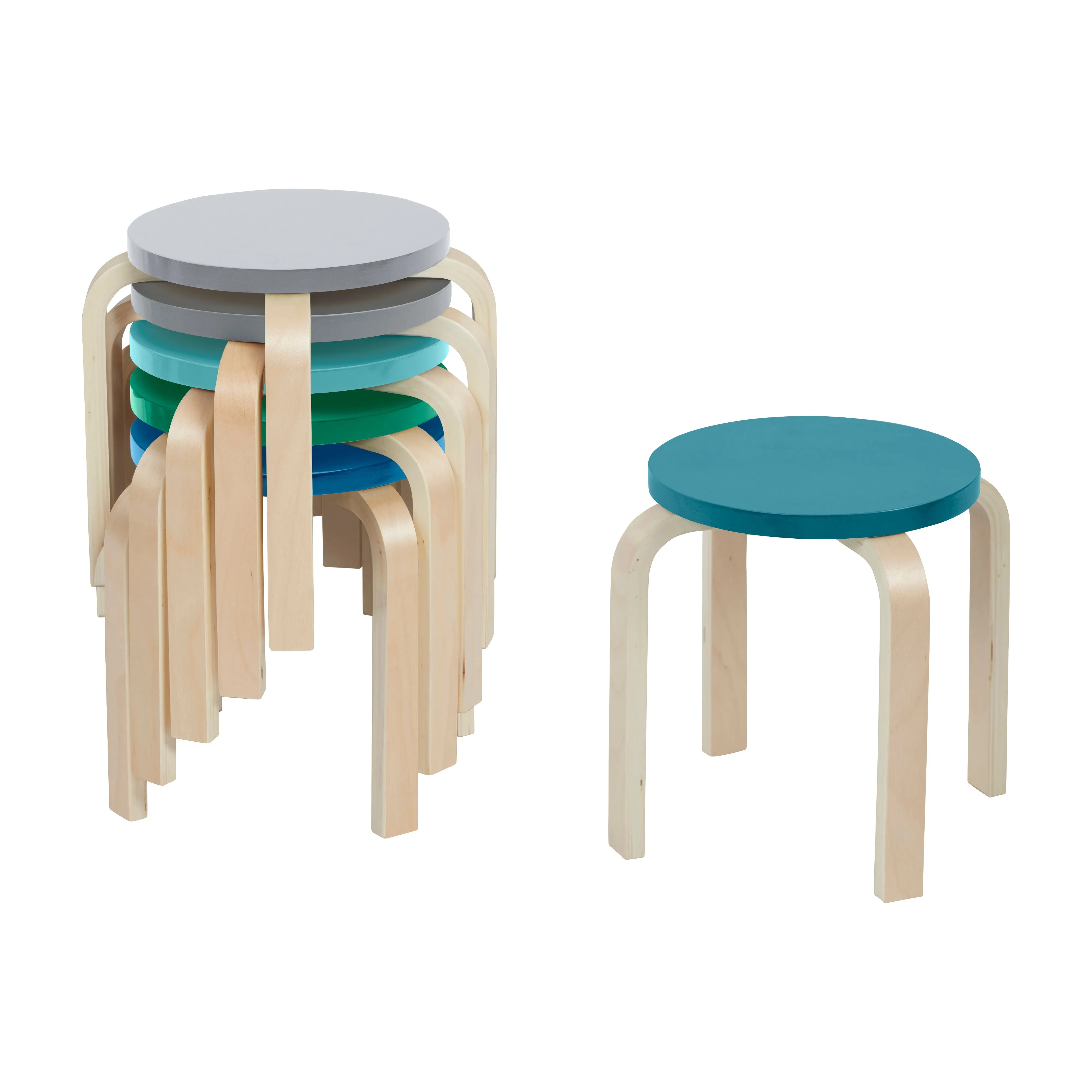 Bentwood Stackable Stools, Classroom Furniture, 6-Piece