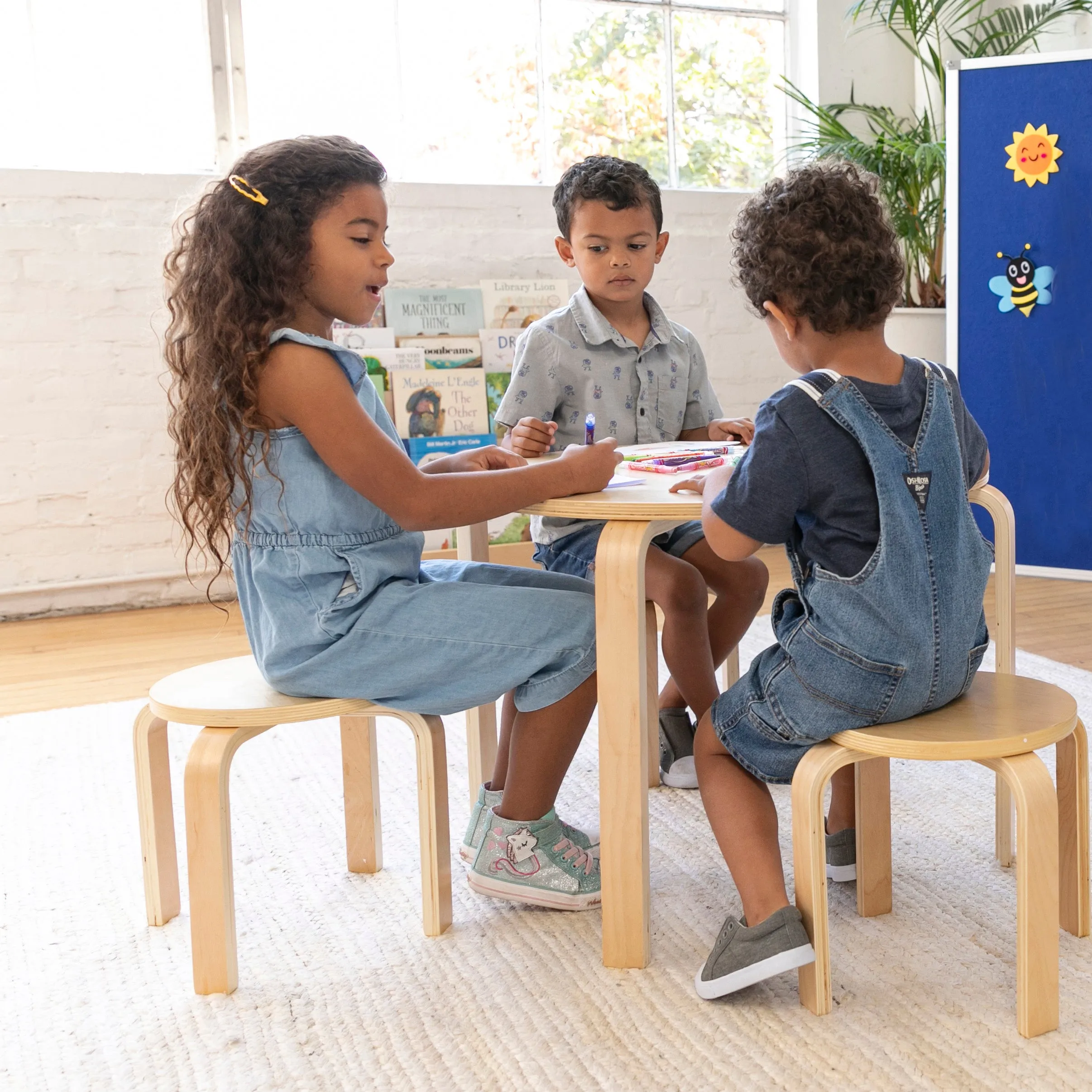 Bentwood Stackable Stools, Classroom Furniture, 6-Piece