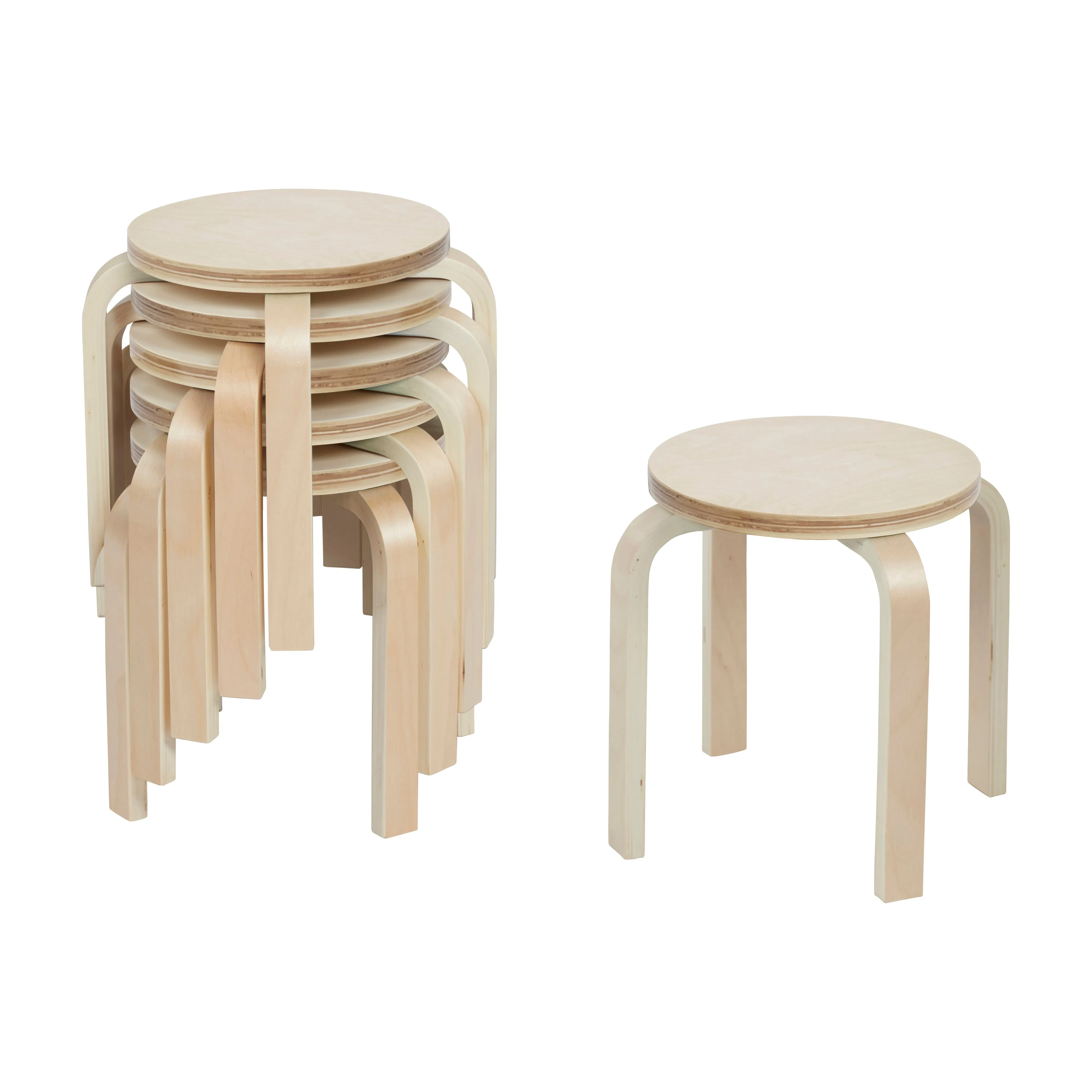 Bentwood Stackable Stools, Classroom Furniture, 6-Piece
