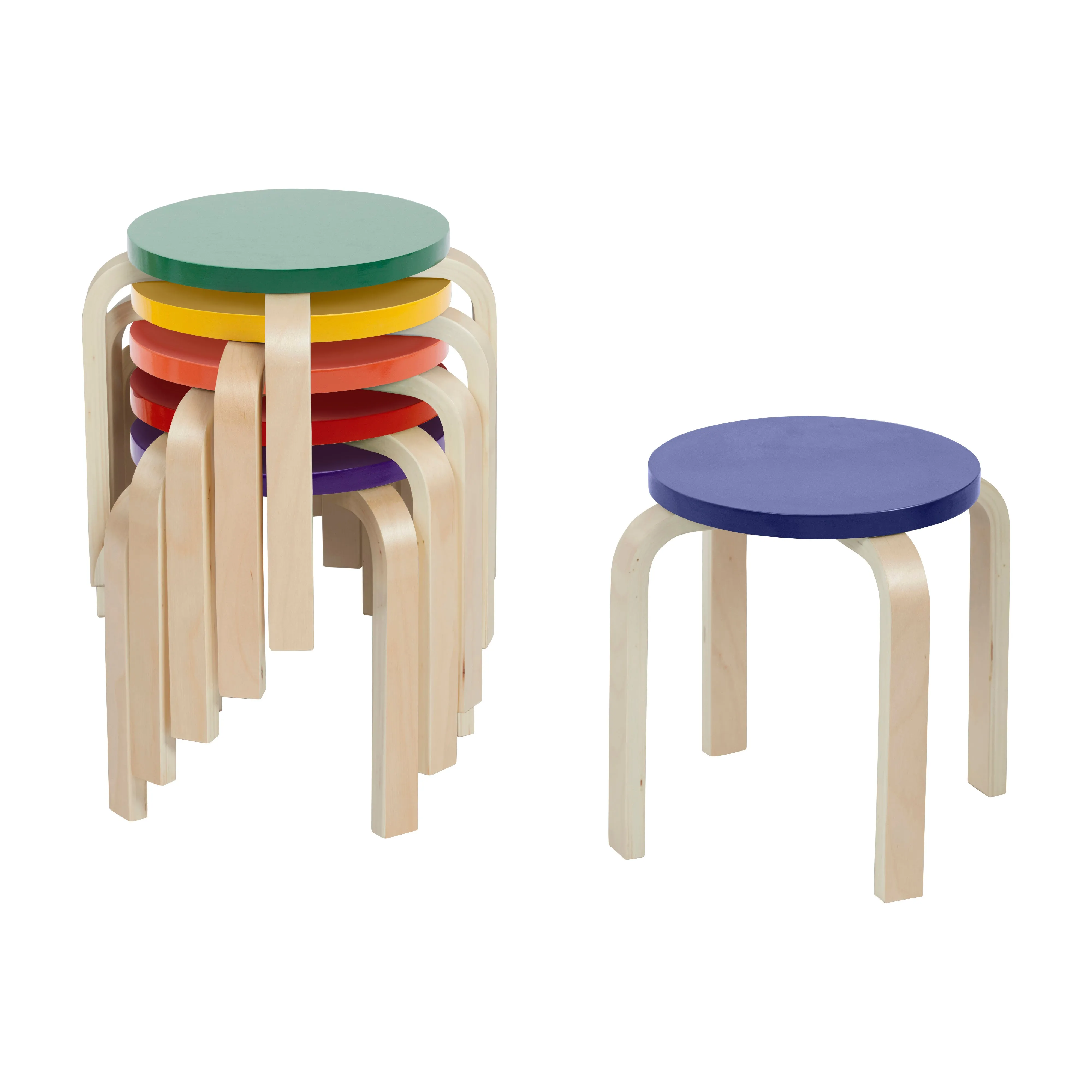Bentwood Stackable Stools, Classroom Furniture, 6-Piece