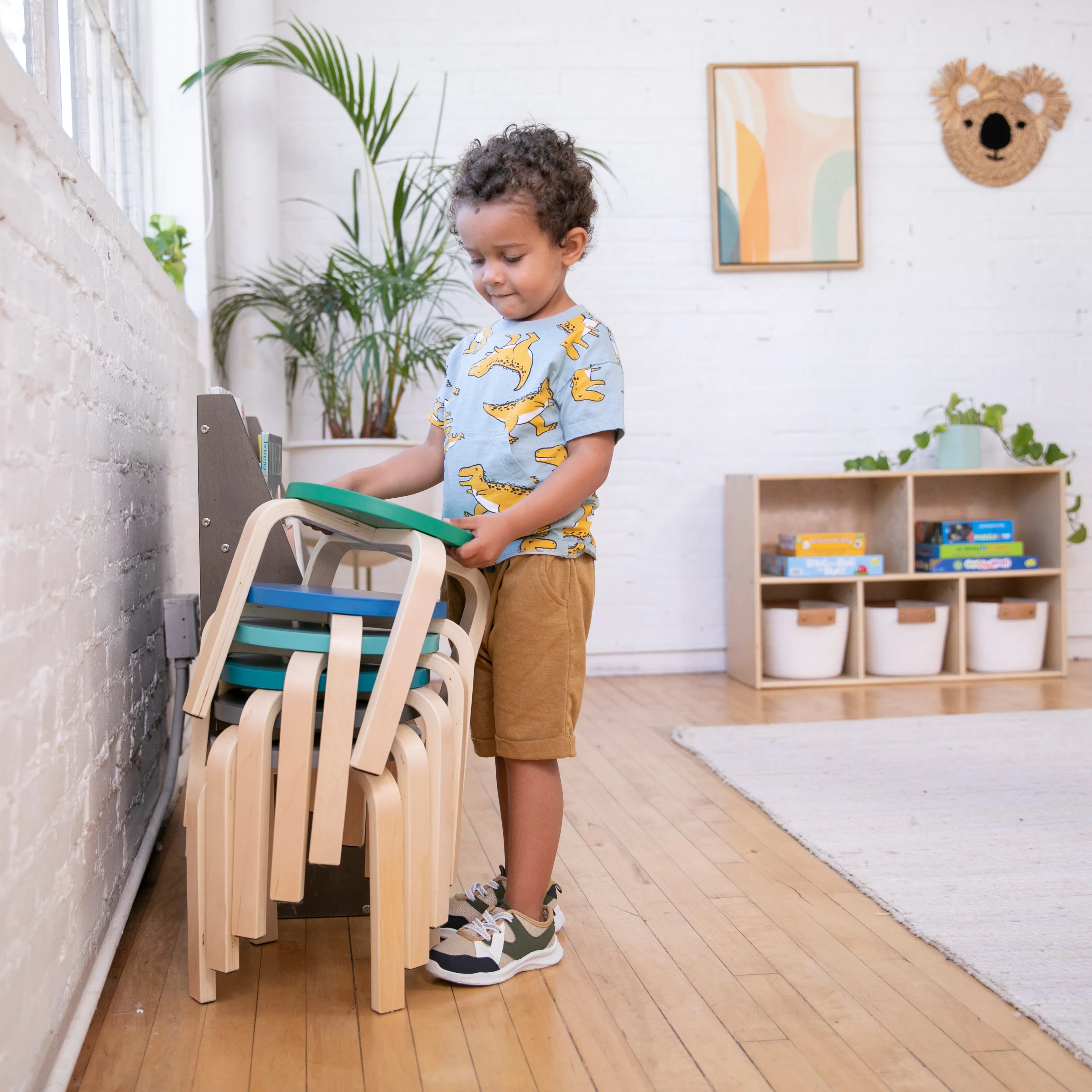 Bentwood Stackable Stools, Classroom Furniture, 6-Piece