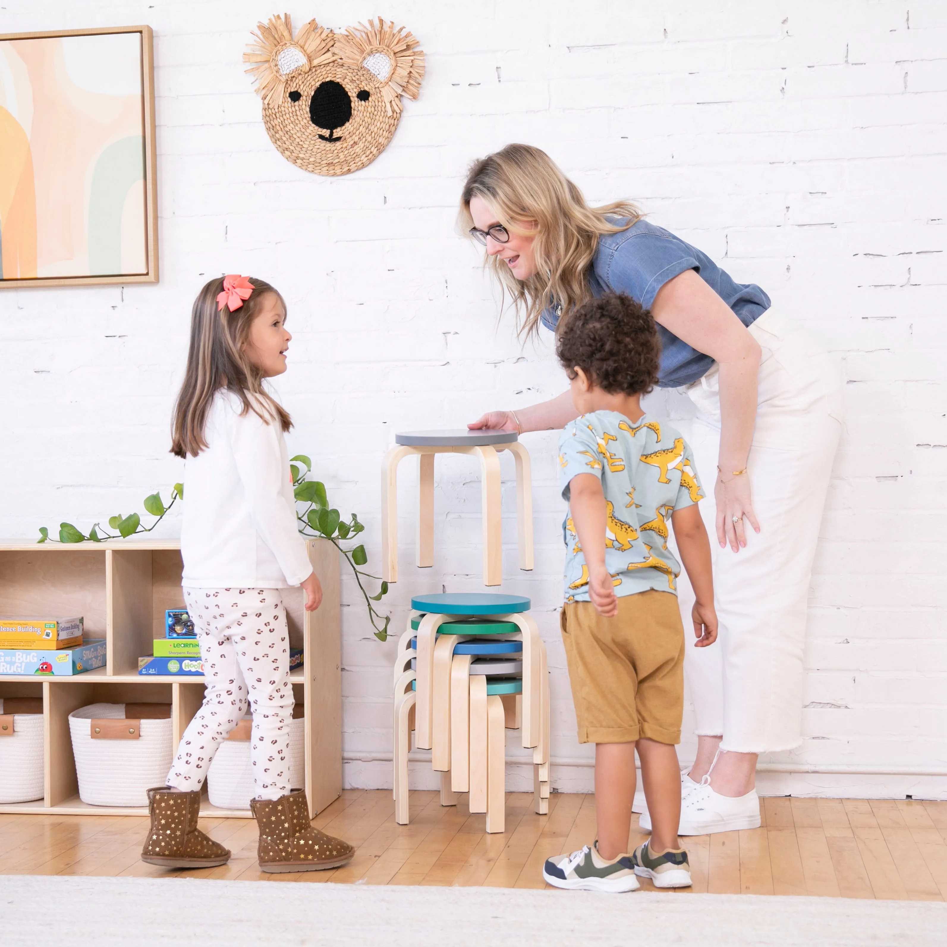 Bentwood Stackable Stools, Classroom Furniture, 6-Piece