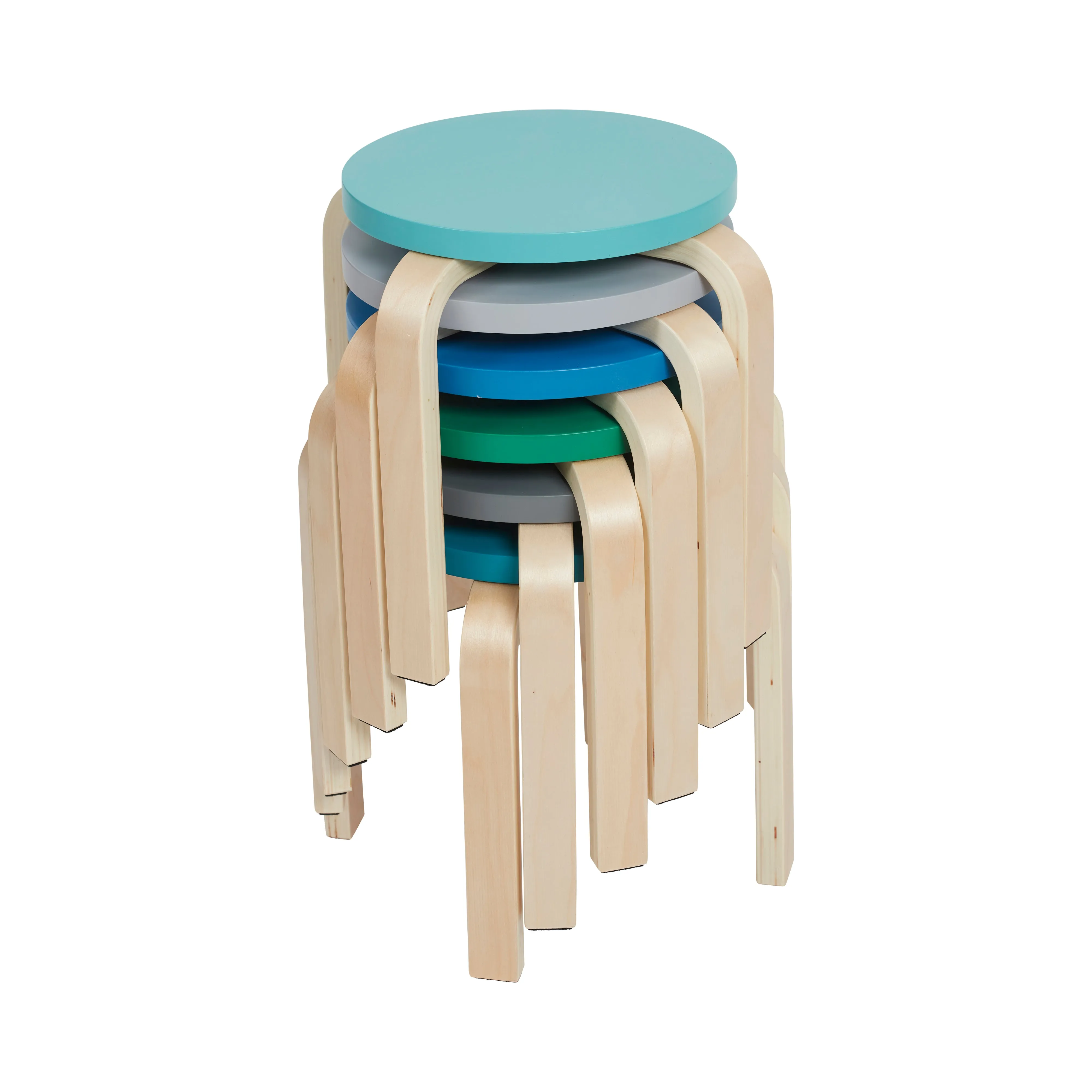 Bentwood Stackable Stools, Classroom Furniture, 6-Piece