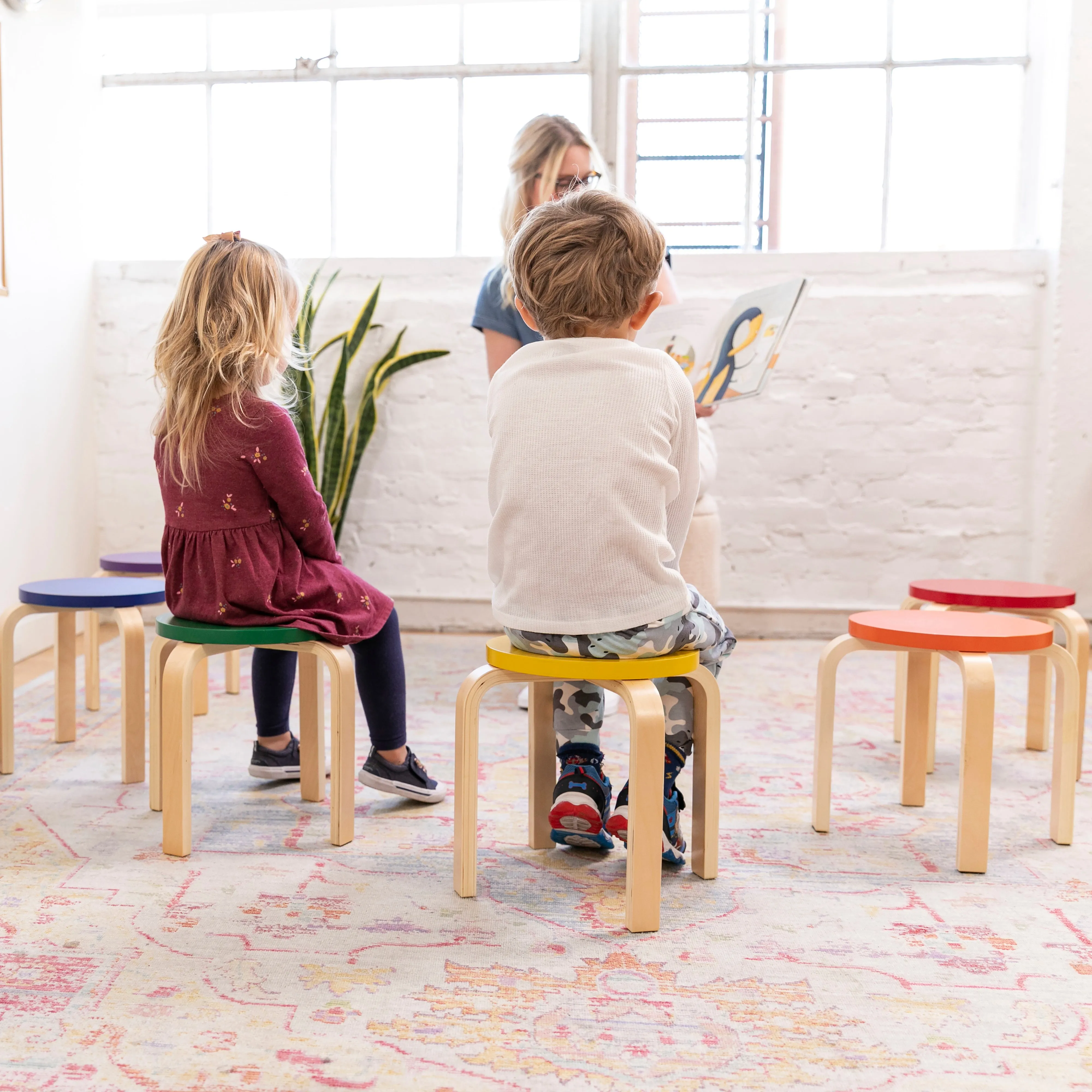 Bentwood Stackable Stools, Classroom Furniture, 6-Piece