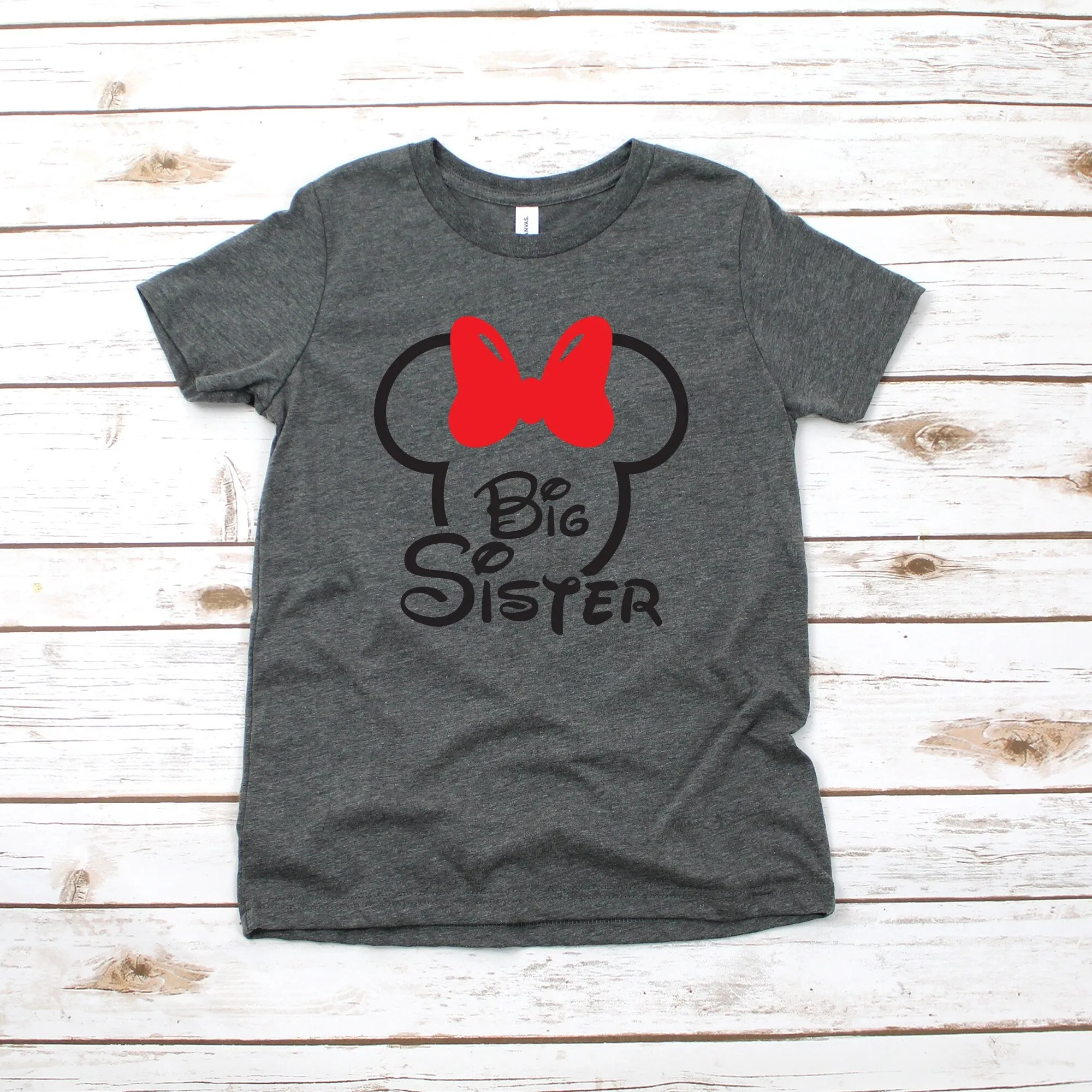 Big Sister Mouse Minnie Kids T Shirt - Toddler Youth Minnie Shirt - Disney Kids Shirts - Family Matching