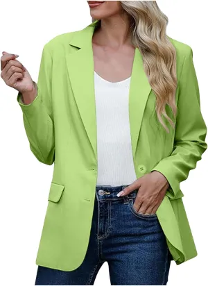 Blazers for Women Trendy Dressy Suit Jackets,2024 Winter Bussiness Suit Clothes,Long Sleeve Button Open Front Tops