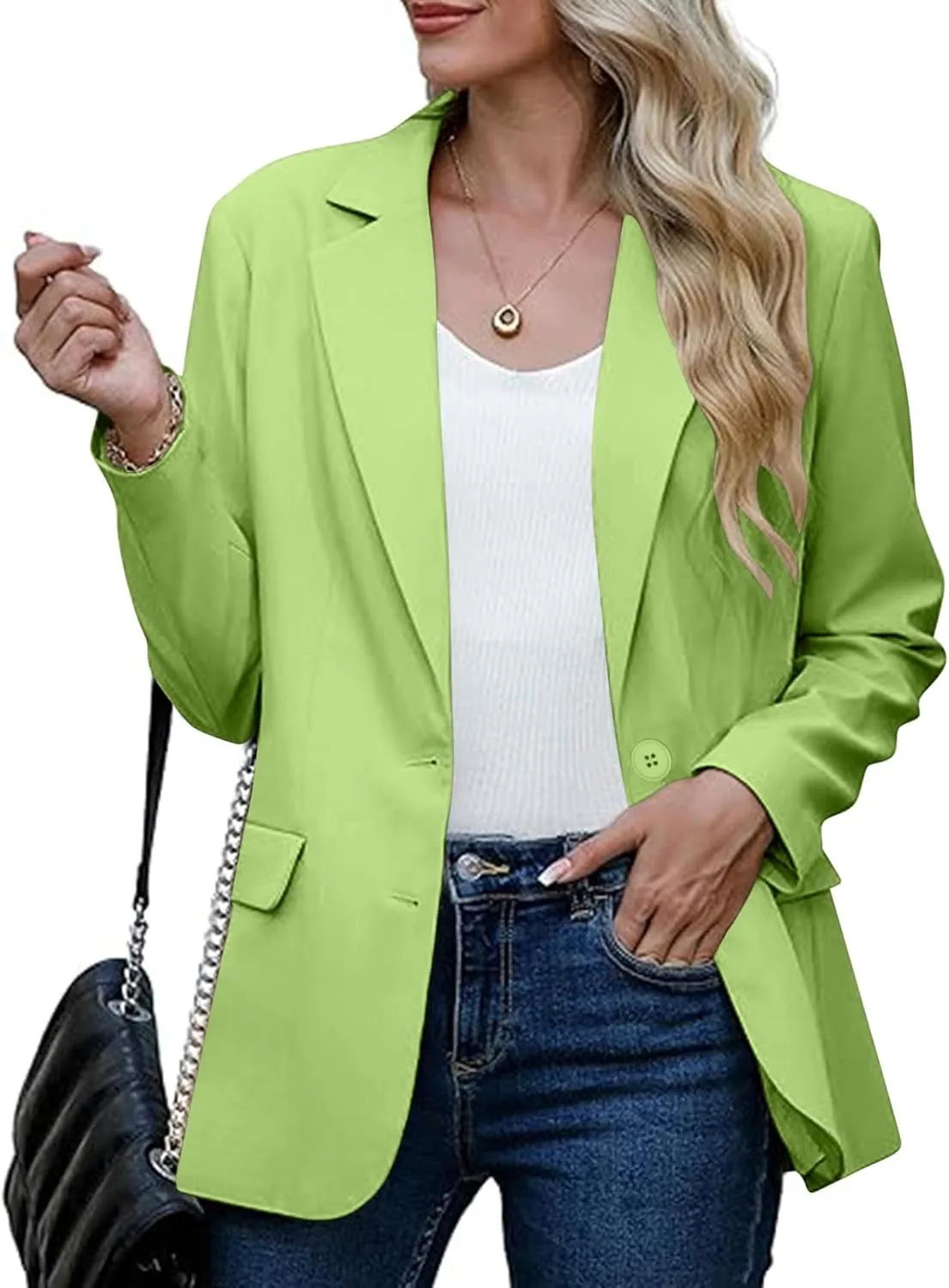 Blazers for Women Trendy Dressy Suit Jackets,2024 Winter Bussiness Suit Clothes,Long Sleeve Button Open Front Tops