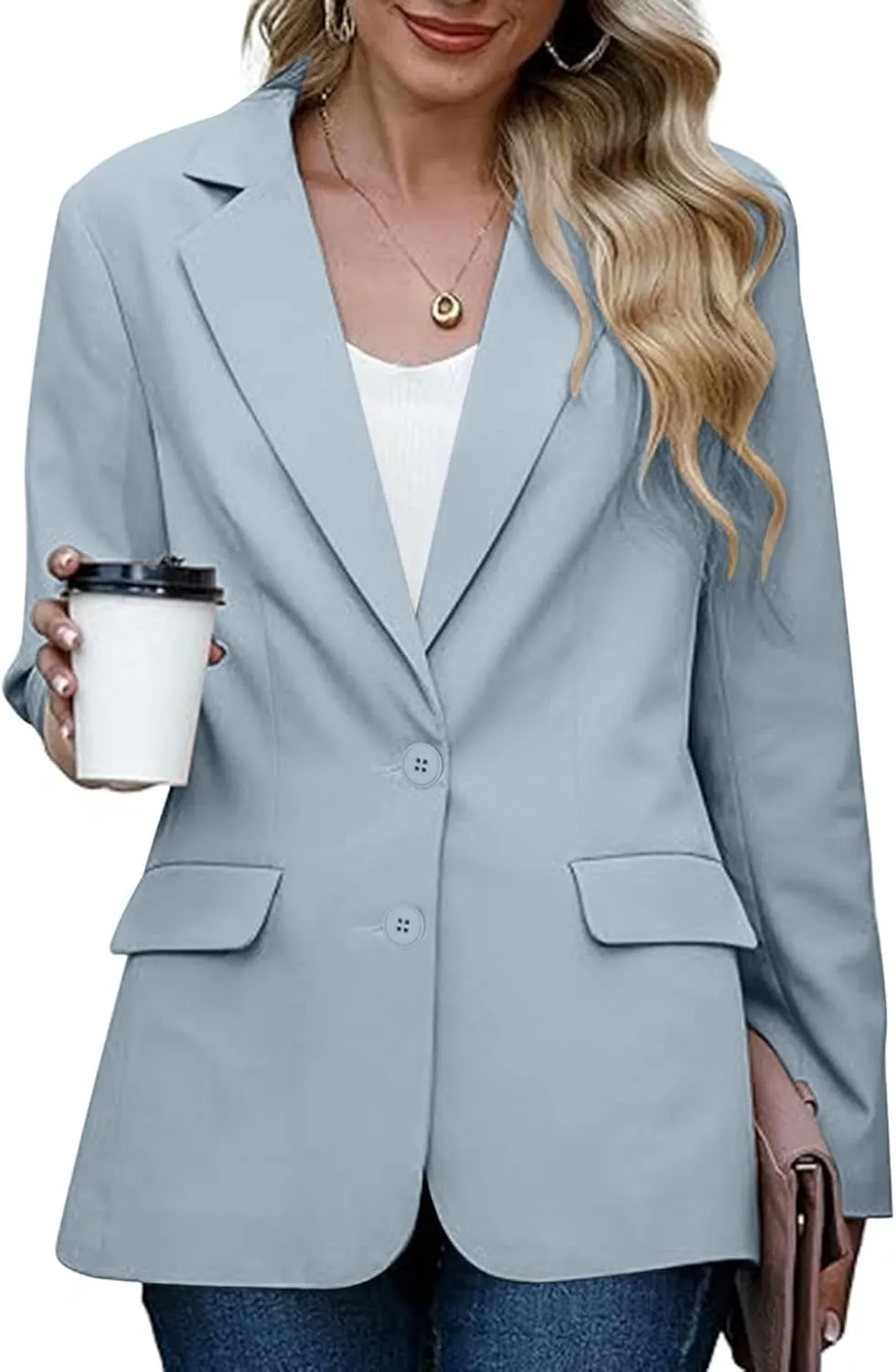Blazers for Women Trendy Dressy Suit Jackets,2024 Winter Bussiness Suit Clothes,Long Sleeve Button Open Front Tops