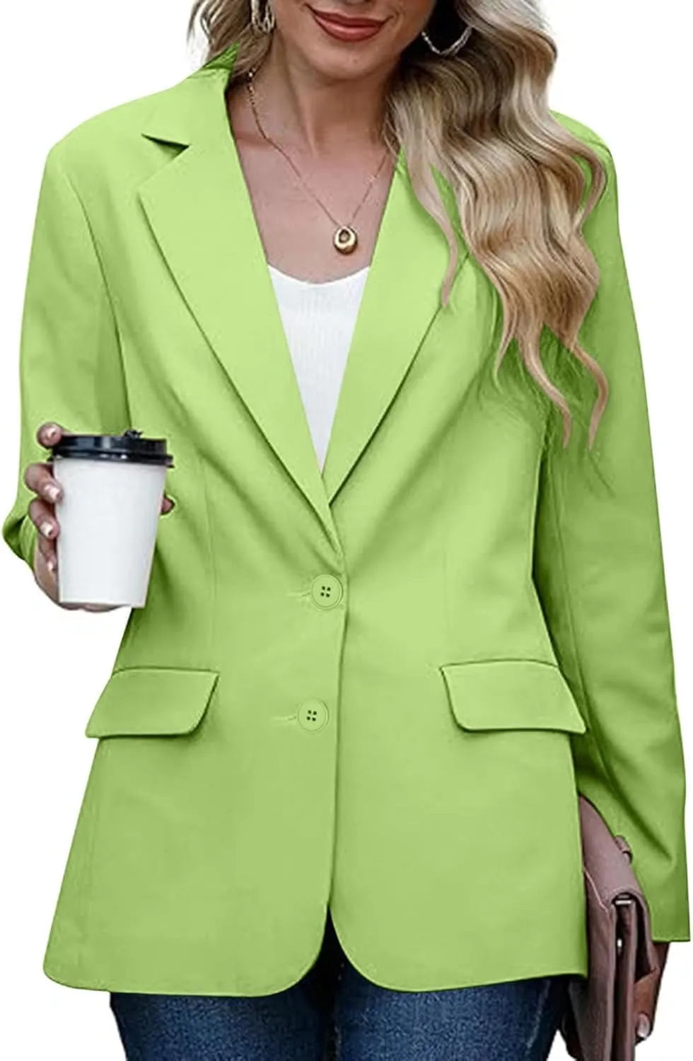 Blazers for Women Trendy Dressy Suit Jackets,2024 Winter Bussiness Suit Clothes,Long Sleeve Button Open Front Tops