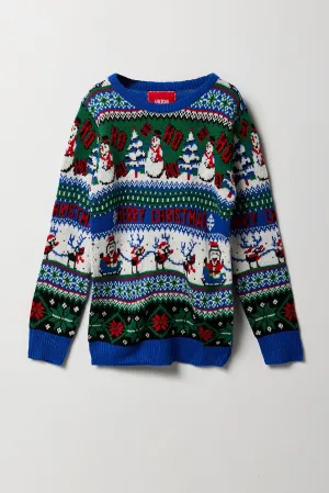 Boys Snowman Fair Isle Ugly Christmas Sweater