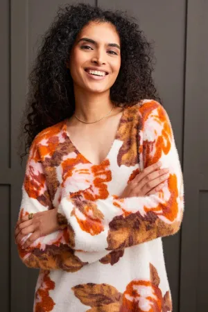 Burnt Orange Floral Sweater