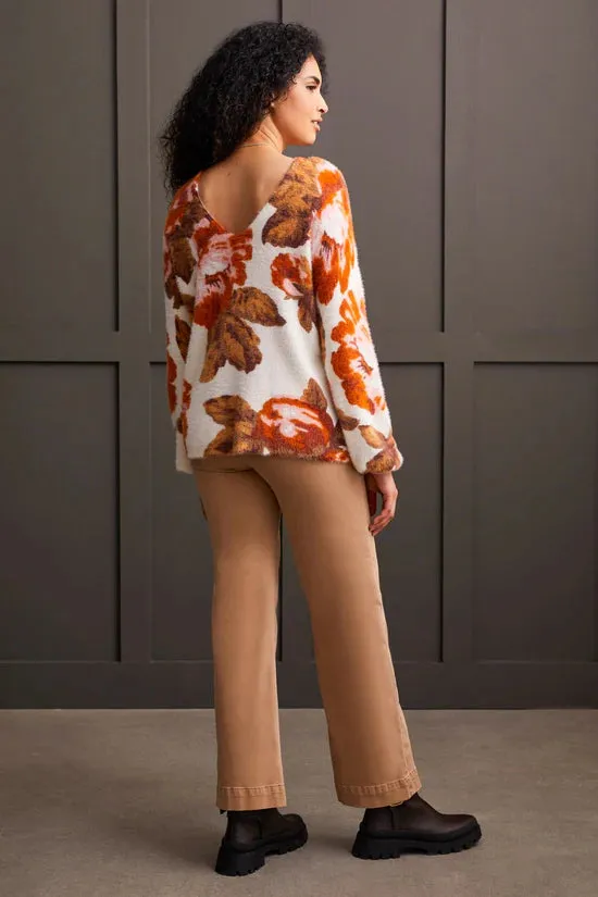 Burnt Orange Floral Sweater