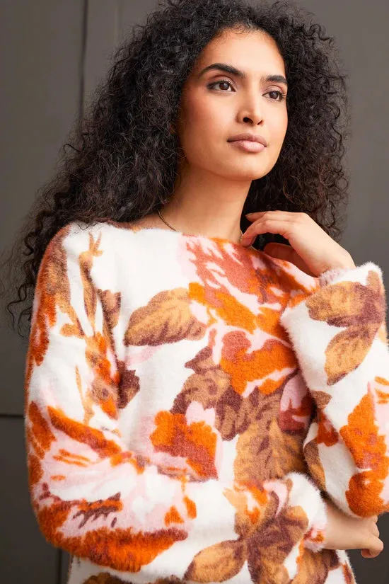 Burnt Orange Floral Sweater