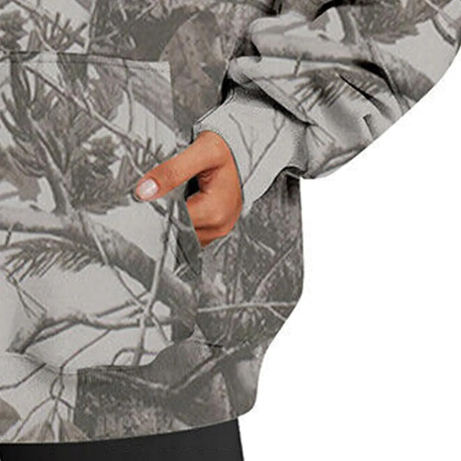 Camo Hoodie for Women Oversized Maple-Leaf Print Hooded Sweatshirt Lightweight Crew Neck Long Sleeve Pullover Tops