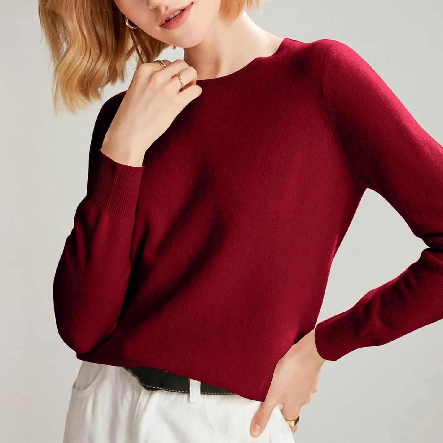 Cashmere Sweaters for Women Long Sleeve Crewneck Pullover Comfort Sweater Ladies Sweaters for Women Trendy 2025