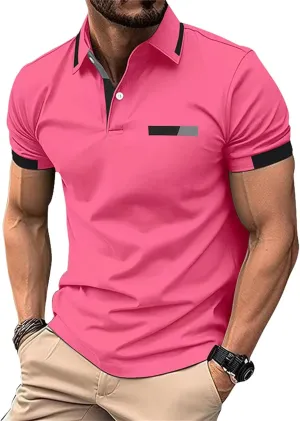 Casual Polo Shirts for Men Short Sleeve Work Business Tees Fashion Golf Slim Fit Lapel T-Shirts Classic Basic Tops