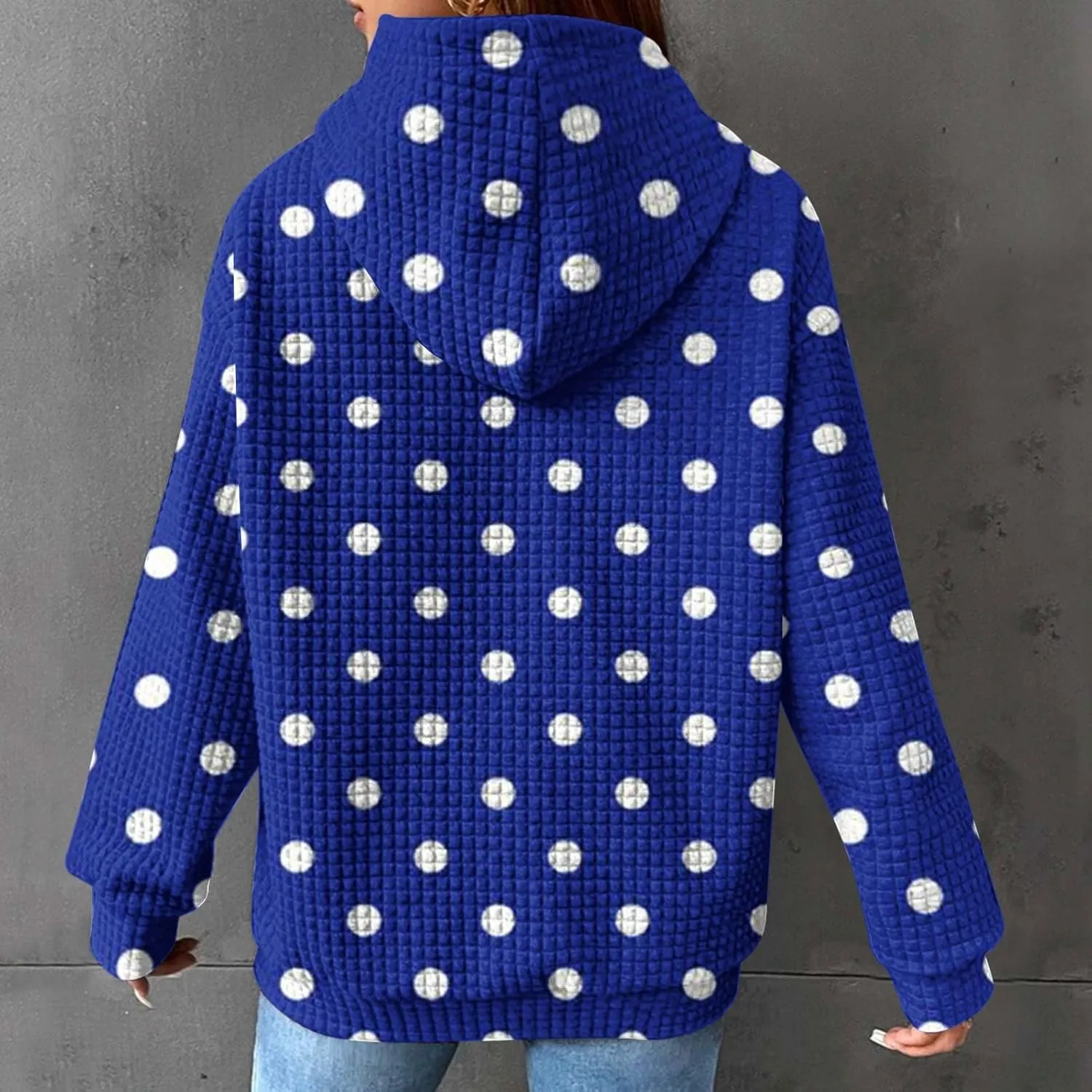 Casual Sweatshirts for Women Cute Polka Dots Drawstring Hoodies Athletic Pullover Hoody Fall Tops Cozy Preppy Clothes