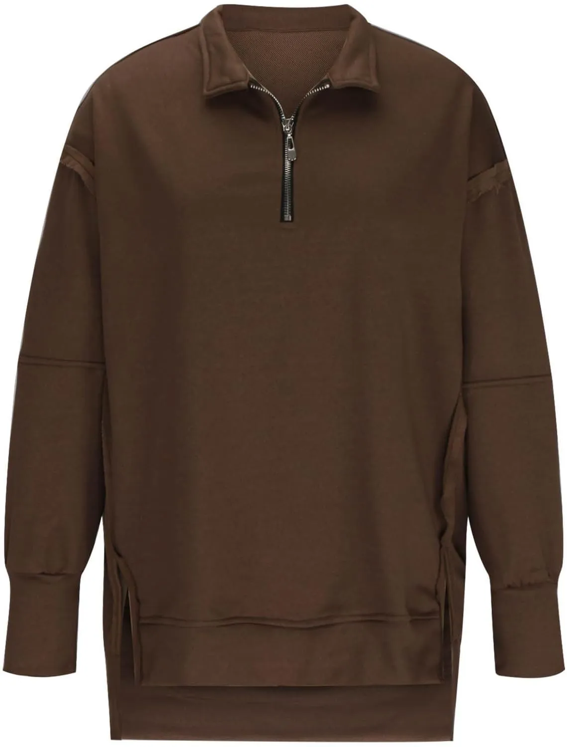 Ceboyel Oversized Sweatshirts for Women Loose Fit Zip Up Hoodie Sweatshirt Split Corded Pullover Tops Fashion Trendy Clothes