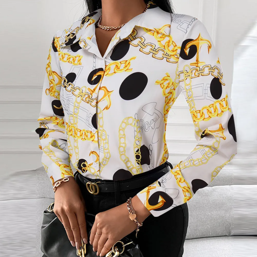 Chain Pattern Court Style Printed Shirt