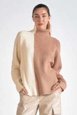Colorblock Turtle Neck Sweater