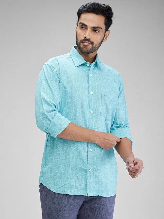 Colorplus Green Structure Tailored Fit Cotton Casual Shirt