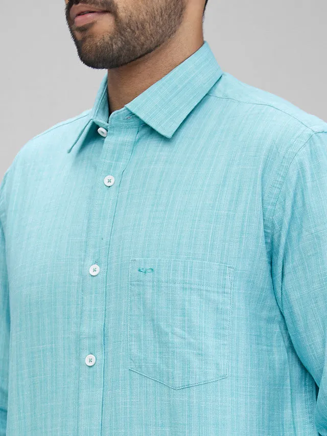 Colorplus Green Structure Tailored Fit Cotton Casual Shirt