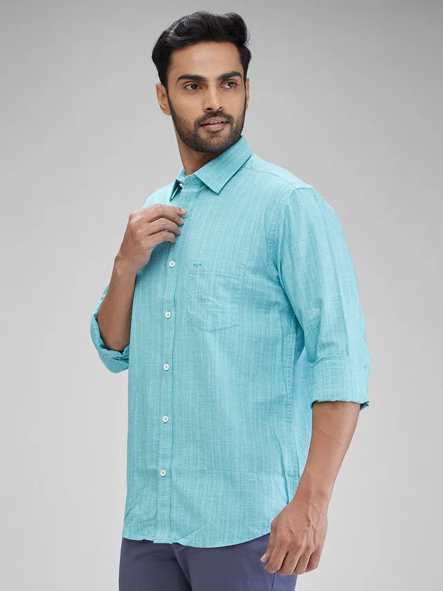 Colorplus Green Structure Tailored Fit Cotton Casual Shirt