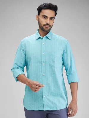 Colorplus Green Structure Tailored Fit Cotton Casual Shirt