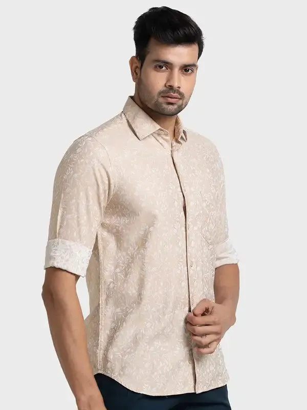 Colorplus Men Brown Yarn Dyed Tailored Fit Cotton Casual Shirt