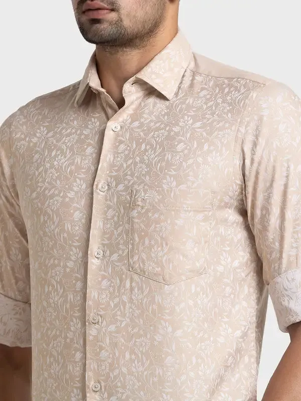 Colorplus Men Brown Yarn Dyed Tailored Fit Cotton Casual Shirt