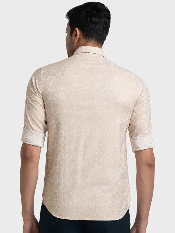 Colorplus Men Brown Yarn Dyed Tailored Fit Cotton Casual Shirt