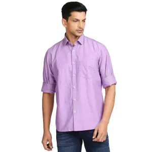 Colorplus Men Purple Warp Chambray Tailored Fit Cotton Blend Casual Shirt