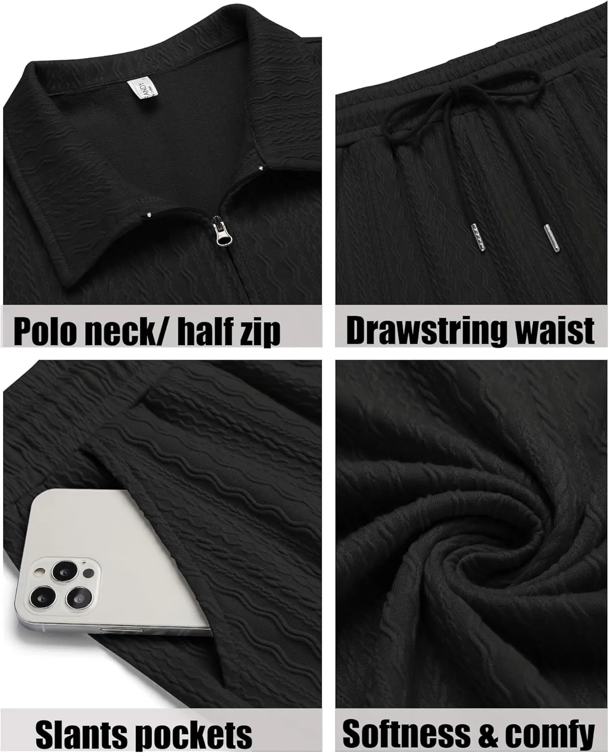 COOFANDY Men's 2 Pieces Outfits Casual Quarter Zip Polo Shirt and Shorts Set Athletic Jogging Summer Tracksuit