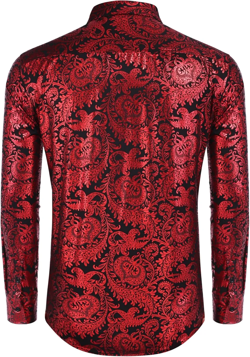 COOFANDY Men's Paisley Shirt Luxury Disco Long Sleeve Button Down Dress Shirts